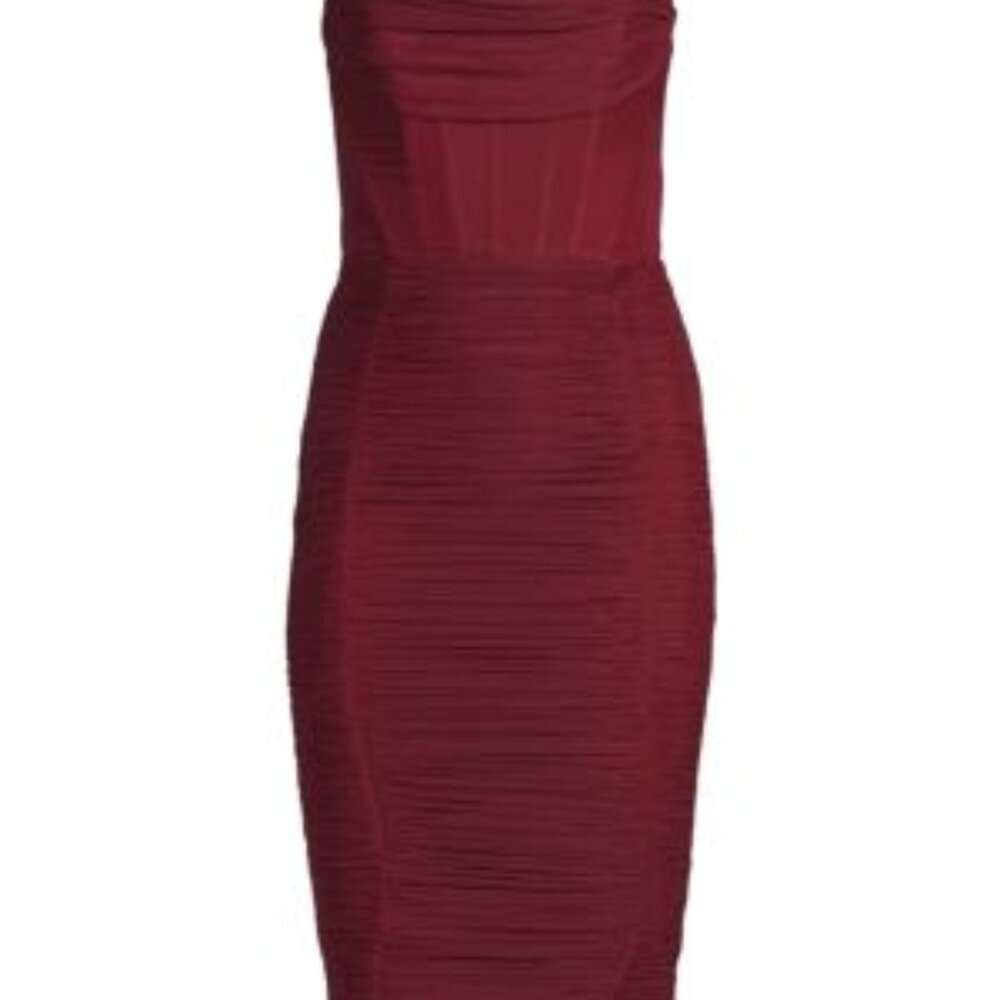 Lavish Alice Burgundy - Ruched Mesh Corset Dress - US 6 - New with Tags